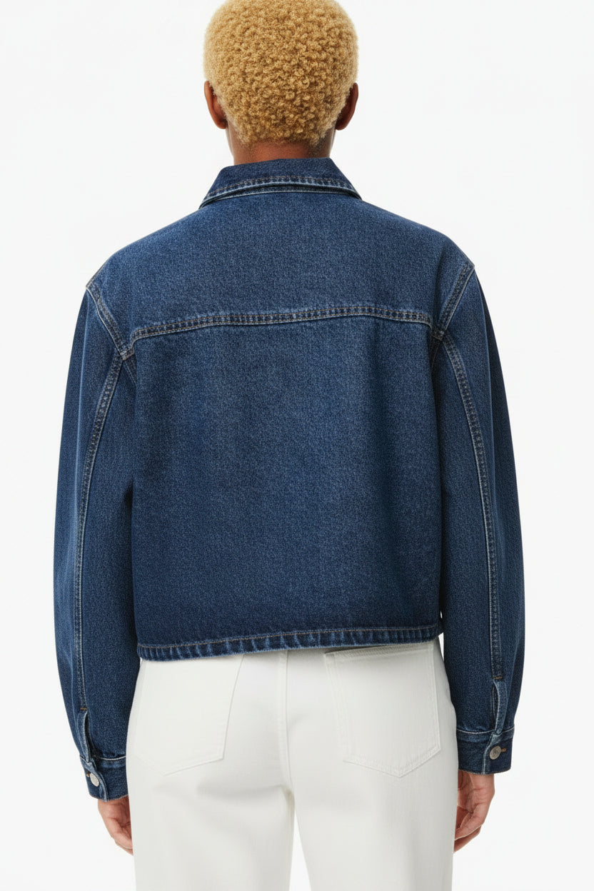 Moz Authentic™ - Camisa Jeans Azul-Escuro
