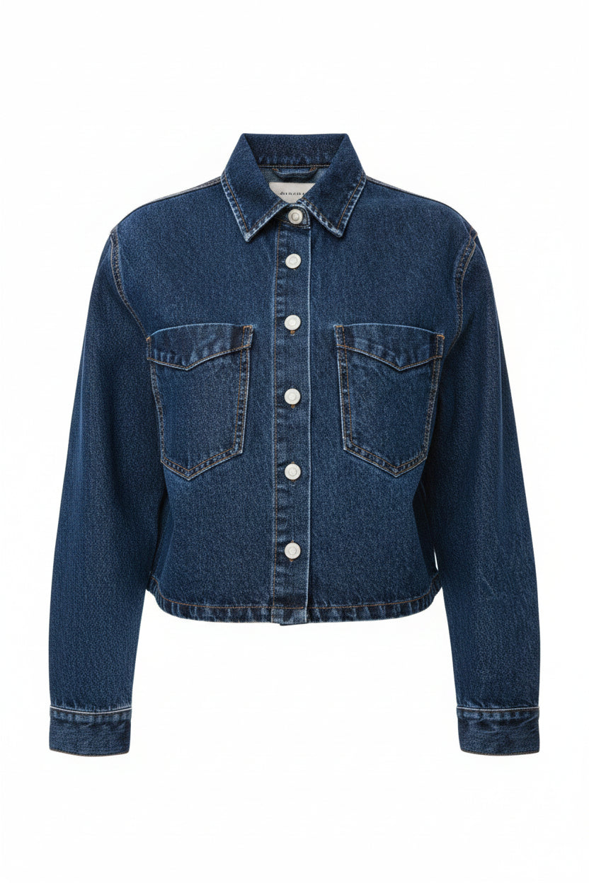 Moz Authentic™ - Camisa Jeans Azul-Escuro
